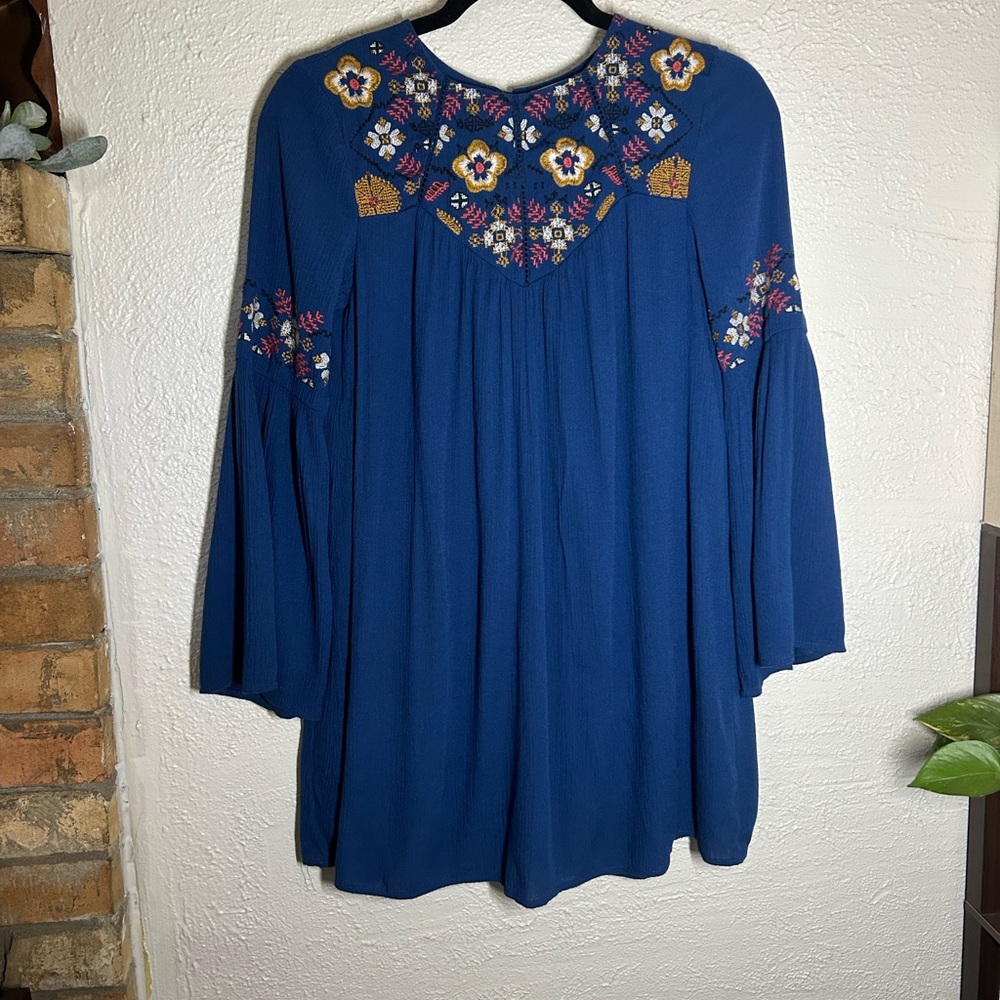 Blue Rain Royal Blue Embroidered Tunic